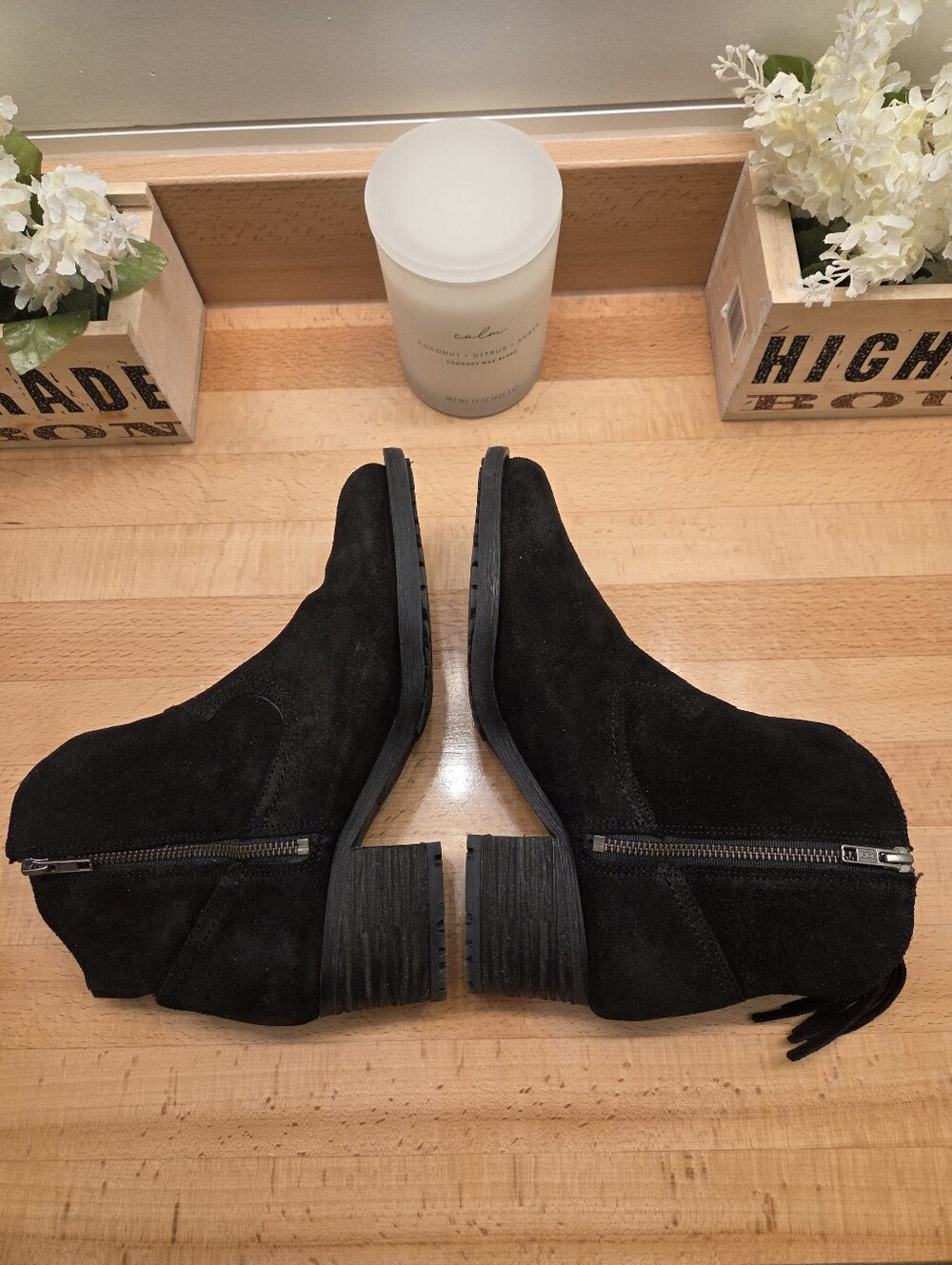 Born Alondra Black Suede Ankle Boots Women's Size 10 - Picture 7 of 10